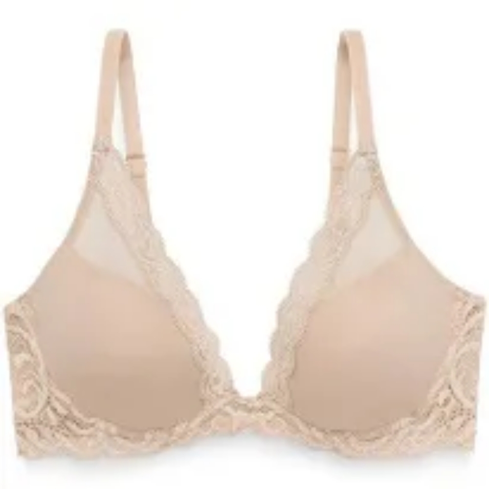 Natori Beige Lace Plunge Bra